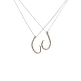 14k White Gold .28ct G VS2 Round Diamond Fish Hook Necklace